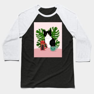 Tuxie Cat and Coffee Baseball T-Shirt